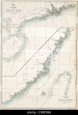 1863 'Cassell's Atlas de répartition' Plan de Taïwan - Formosa ^ la côte chinoise de Hainan Banque D'Images