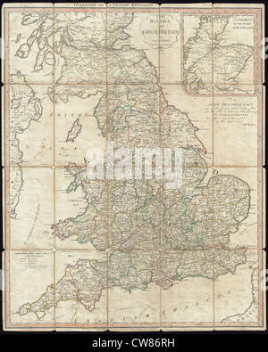 1790 Faden Carte des routes de Grande Bretagne ou Angleterre - Banque D'Images