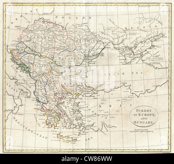 1799 Clement Cruttwell Carte de la Turquie en Europe Banque D'Images