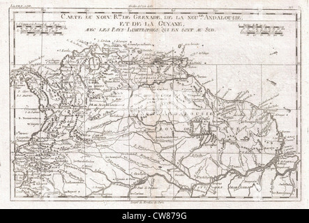 1780 Raynal et bonne carte du nord de l'Amérique du Sud Banque D'Images