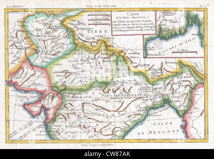 La carte Raynal et bonne de 1780 fournit une vue détaillée du nord de l’Inde, décrivant la configuration géographique et les frontières politiques de la région à la fin du XVIIIe siècle. Banque D'Images