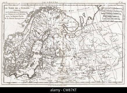 La carte de Raynal et bonne de l'Europe du Nord et de la Russie européenne de 1780 est une carte antique qui présente une vue détaillée du paysage géographique du XVIIIe siècle. Créé par les cartographes Raynal et bonne, il met en évidence les frontières politiques et les caractéristiques géographiques de la région à cette époque. Banque D'Images