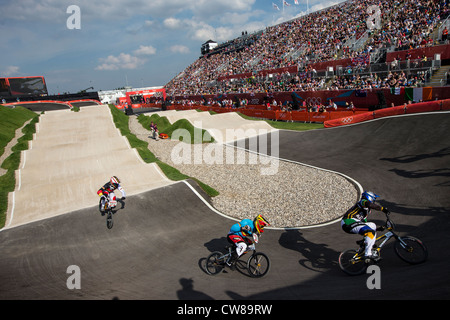 L'action dans l'événement BMX Vélo pour hommes aux Jeux Olympiques d'été, Londres 2012 Banque D'Images