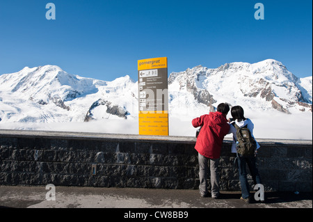 Pic de Gornergrat, Suisse. Massif du Monte Rosa de Gornergrat. Banque D'Images