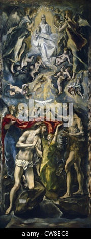 El Greco Le Baptême du Christ 1596 Musée du Prado - Madrid Banque D'Images