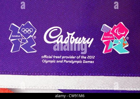 Détails sur barre de chocolat Cadbury donnée aux Olympiens pour les Jeux Olympiques de 2012 à Londres en Août Banque D'Images