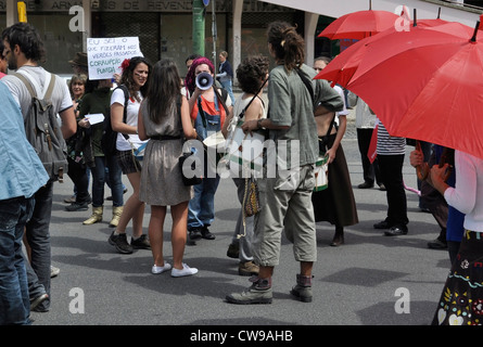 1 mai - Journée des travailleurs manifestation à Lisbonne, Portugal. Avant le mois de mars. Banque D'Images