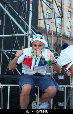 Tifosy italien de Squadra Azzurra sur l'Euro 2012. Finale. Kiev, Ukraine, d'Europe de Football 2012 Banque D'Images