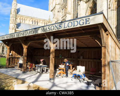 York Minster Stoneyard maçons Lodge York Minster York Yorkshire Angleterre Banque D'Images
