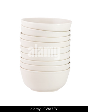 Pile de bols isolé sur fond blanc Banque D'Images