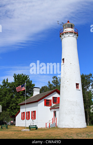 Sturgeon Point phare sur le lac Huron près de Newport au Michigan. Banque D'Images