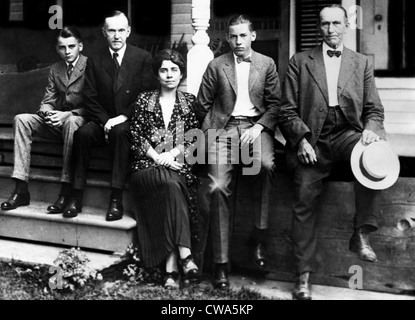 Calvin Coolidge, président Calvin Coolidge, Cooldige Grace Coolidge, John et John C.Coolidge, 1923. Avec la permission de : CSU Banque D'Images