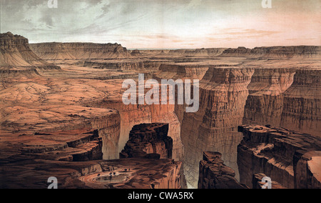 1882 Vue sur le Grand Canyon depuis un gouvernement américain atlas. Gouvernement américain parrainé exploration de la géographie, géologie, Banque D'Images