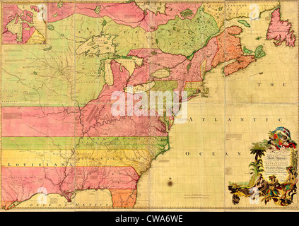 1855 Carte de la dominions Britanniques et Français en Amérique du Nord, montrant l'étendue des colonies de peuplement distincts à la Banque D'Images