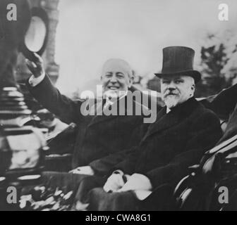 Woodrow Wilson (1856-1924) et Raymond Poincaré (1860-1934), puis président de la France. 1919 photo prise au cours de Wilson. Banque D'Images