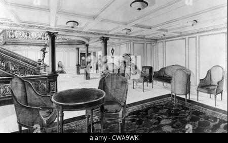 Le restaurant salle de réception de la RMS Titanic, qui a coulé après avoir heurté un iceberg sur son voyage, 1912. Avec la permission de : CSU Banque D'Images