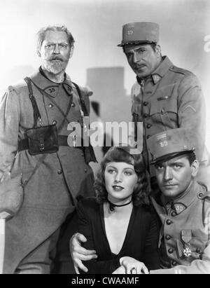 La ROUTE DE LA GLOIRE, dans le sens horaire : Lionel Barrymore, Warner Baxter, Fredrich Mars, juin 1936, Lang. Banque D'Images