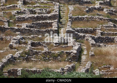 Ruines de l'ancienne colonie minoenne près de Gournia Agios Nikolaos, Crète, Grèce Banque D'Images