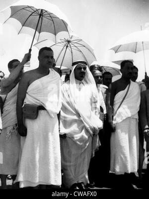 Le président de la République Arabe Unie Gamal Abdel Nasser (premier plan, à gauche), la visite du Roi Saoud d'Arabie Saoudite (avec barbiche) Banque D'Images