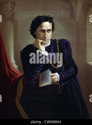 Edwin Booth (1833-1893), acteur américain. Hamlet est son rôle de signature. L'affiche de 1873. Banque D'Images