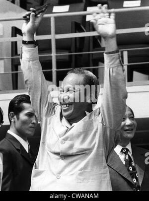 Le président du Sud Vietnam Nguyen Van Thieu, (1923-2001), au cours d'un rassemblement à Saigon, 1972.. Avec la permission de la CSU : Archives / Everett Banque D'Images