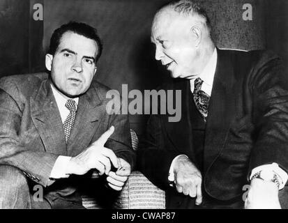 Le président américain Richard Nixon future (puis de vice-président), et futur Président Dwight D. Eisenhower, aller sur une Banque D'Images