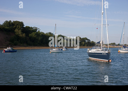 Moorings à Wrabness sur la rivière Stour, Suffolk, UK Banque D'Images