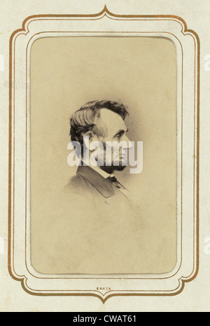 Le président Abraham Lincoln (1809-1865) Portrait de profil de Février 9, 1864. Par Anthony Berger de Mathew Brady's studio. Banque D'Images