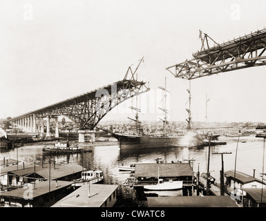 La George Washington Memorial Bridge (Pont) Aurora, un pont en treillis et en porte-à-faux sur le Seattle's Lake Union européenne, ouverte à Banque D'Images