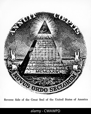Revers du grand sceau des États-Unis d'Amérique.. Avec la permission de la CSU : Archives / Everett Collection Banque D'Images