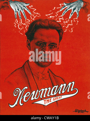 Affiche pour le Grand, Newmann George Newmann, hypnotiseur, et magicien étape, vers 1930. Banque D'Images