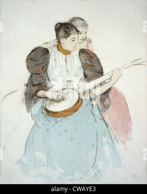 La leçon de Banjo, peinture de Mary Cassatt, 1894. Banque D'Images