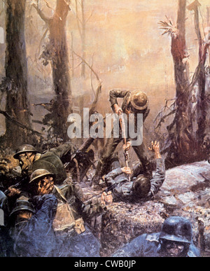 La Première Guerre mondiale, les marines américains à la bataille de Belleau Wood, Frances, 1918 Banque D'Images