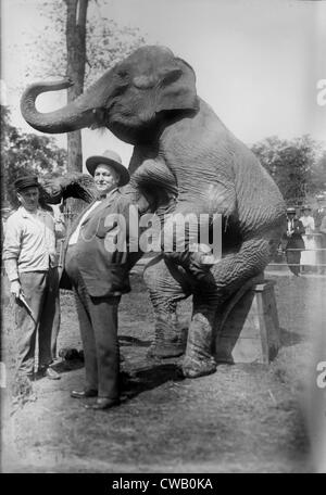 Stewart (à droite), et l'éléphant, vers le début des années 1900. Banque D'Images