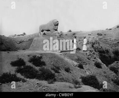 Babylone, basalte lion, Iraq, vers 1932. Banque D'Images