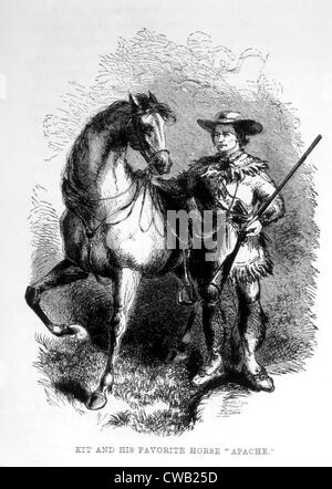 Kit Carson (1809-1868) avec son cheval Apache Banque D'Images