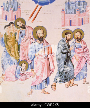 Saint Paul (alias Paul de Tarse) sur le chemin de Damas, 9e siècle la peinture byzantine Banque D'Images