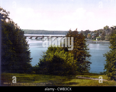 L'Allemagne, l'Gleinicker, pont de Babelsberg, à Potsdam, Berlin, photochrom, vers 1900. Banque D'Images