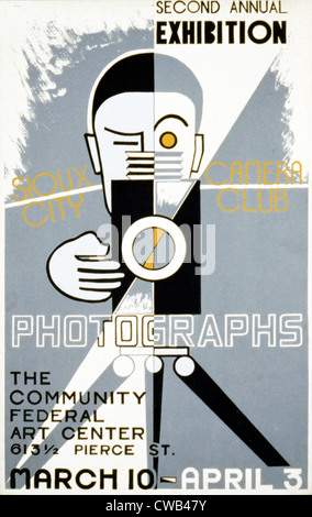 Affiche pour le Sioux City Camera Club's deuxième exposition annuelle de photos à la communauté, Centre d'art fédéral Sioux Banque D'Images