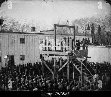 La guerre civile, le réglage de la corde pour l'exécution d'officier confédéré Henry Wirz, pour les crimes de conspiration et de meurtre, Banque D'Images