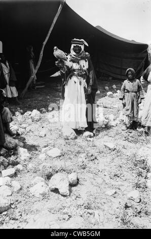 Chasseur bédouin avec son falcon, Jérusalem, photo de colonie américaine Service Photo, vers 1898-1946 Banque D'Images