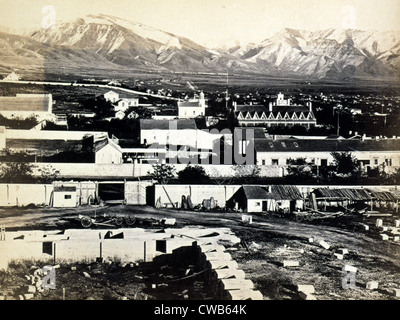 Salt Lake City - Camp Douglas et montagnes Wasatch dans l'arrière-plan, à l'albumine, 1868 Banque D'Images