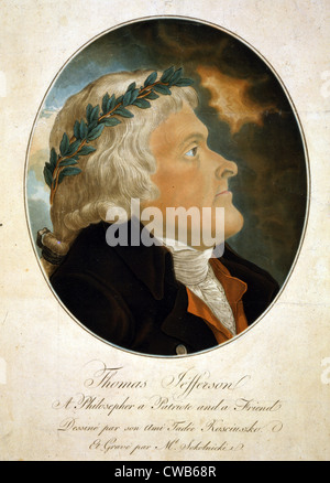 Thomas Jefferson, aquatinte couleur 1799 23-08-2003 une peinture de Tadeusz Kosciuszko. Banque D'Images