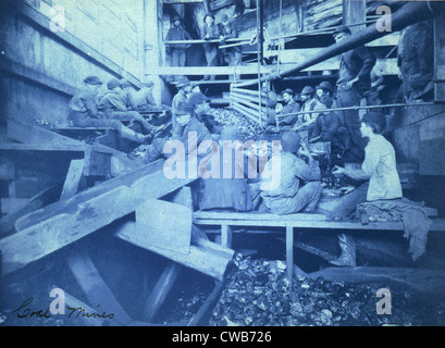 Le travail des enfants. Les garçons en Kohinor disjoncteur mine, Ville de Shenandoah, Pa. cyanotype ca. 1891 Banque D'Images