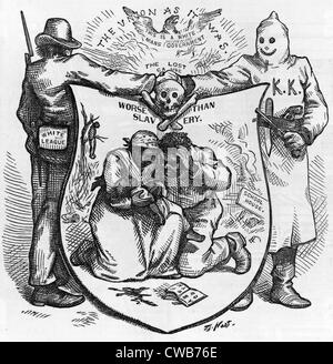 "L'Union comme il était. La cause perdue, pire que l'esclavage". La White League et du Ku Klux Klan united. Caricature de THomas Banque D'Images