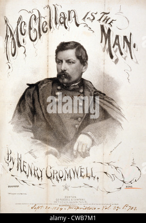 Le général George B. McClellan. CClellan «est l'homme', portrait gravé, partitions ca. 1864. Banque D'Images