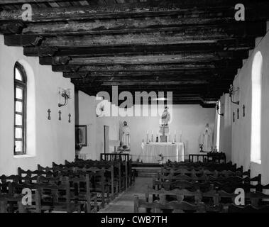 Mission San Francisco de la Espada, intérieur de l'église et de l'autel. San Antonio, Texas. Banque D'Images