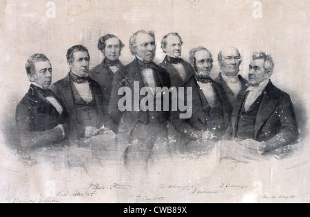 Zachary Taylor. Le Président Taylor devant son cabinet officers (de gauche à droite), Reverdy Johnson, William M. Meredith, B. Banque D'Images