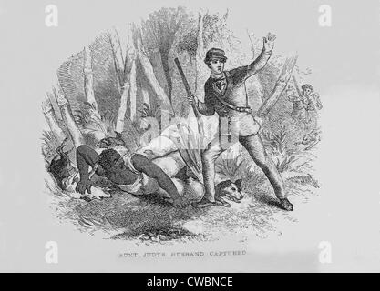 Avec esclave esclave armé catcher et les chiens. 1853 illustration par Hammat Billings de Uncle Tom's Cabin, montrant St. Banque D'Images