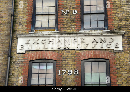 L'ancien bureau de change et Bullion à no 9 Wardour Street, Soho, London, UK Banque D'Images